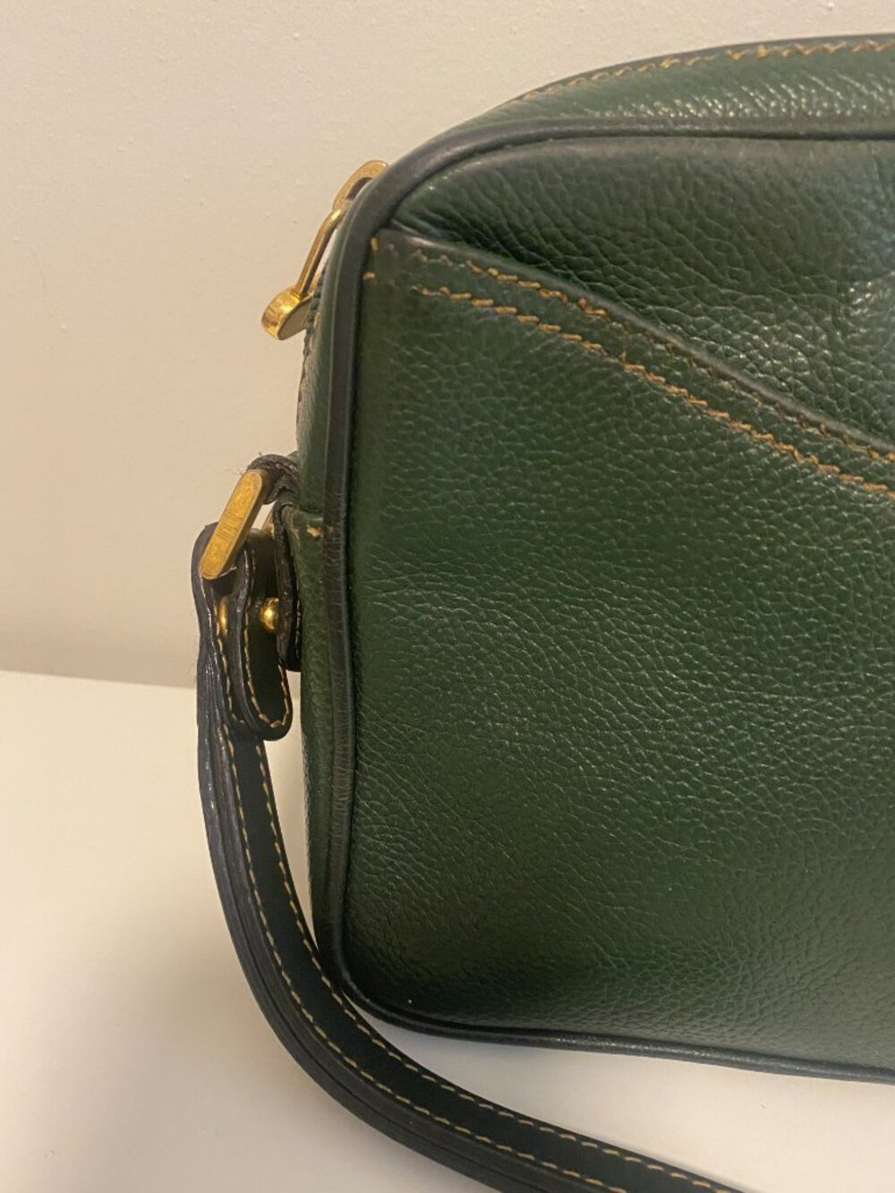 Dunhill Green Leather Clutch Bag Vintage Zip Top Organizer Travel Pouch/Wrislet - Picture 13 of 16